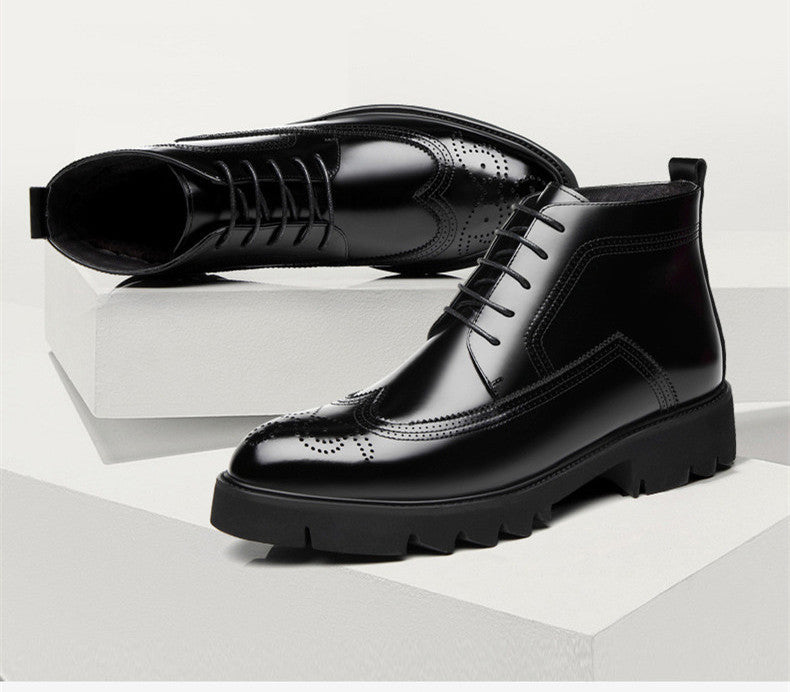 Thick-Soled High-Top Martin Leather Shoes