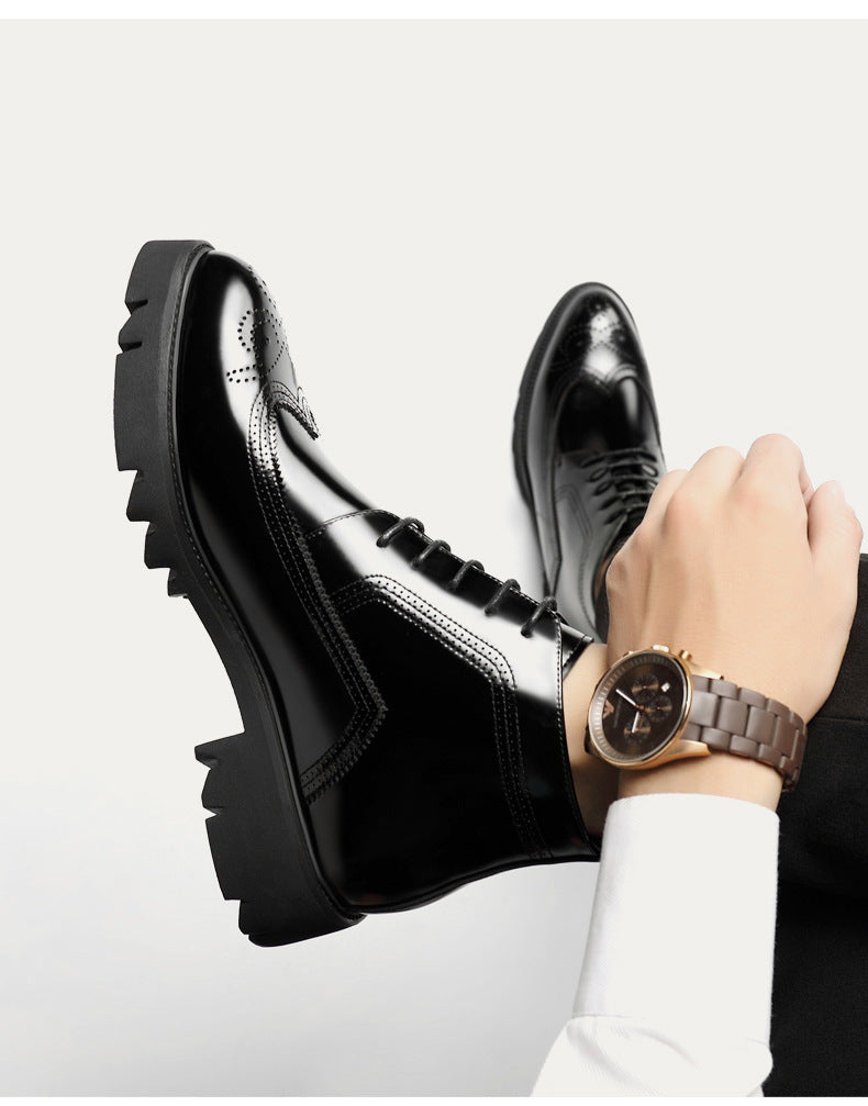 Thick-Soled High-Top Martin Leather Shoes