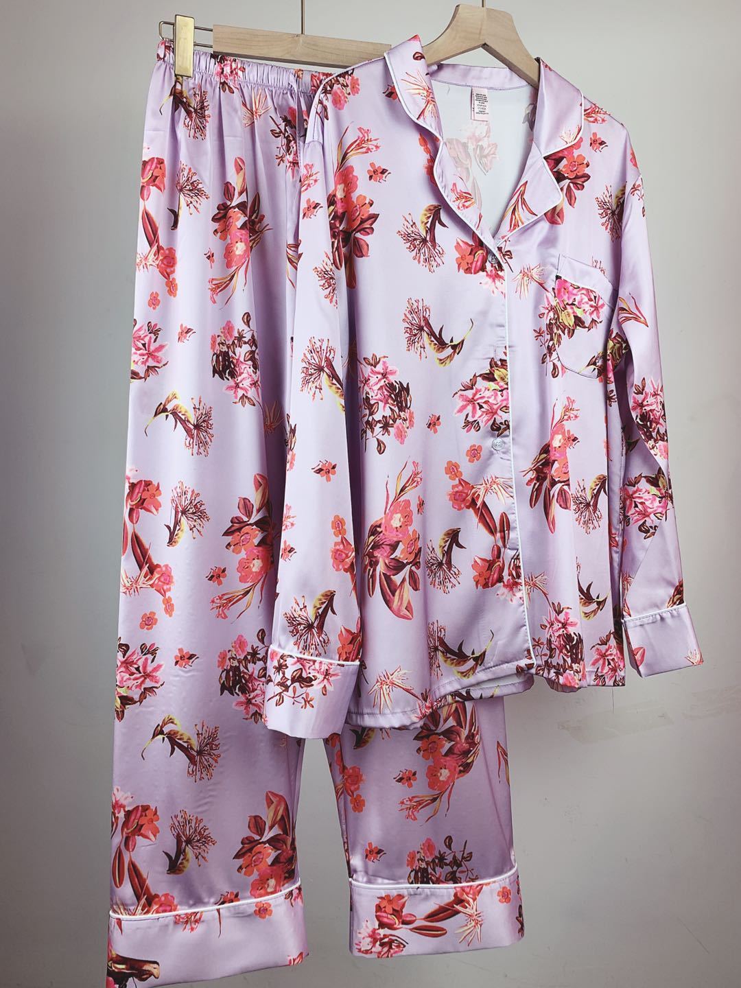 Ice Silk Long-Sleeved Trousers Pyjamas
