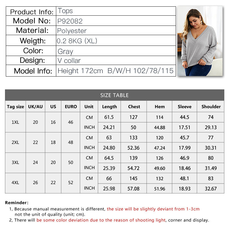 Autumn Knitted Blouse For Plus-Sized Women