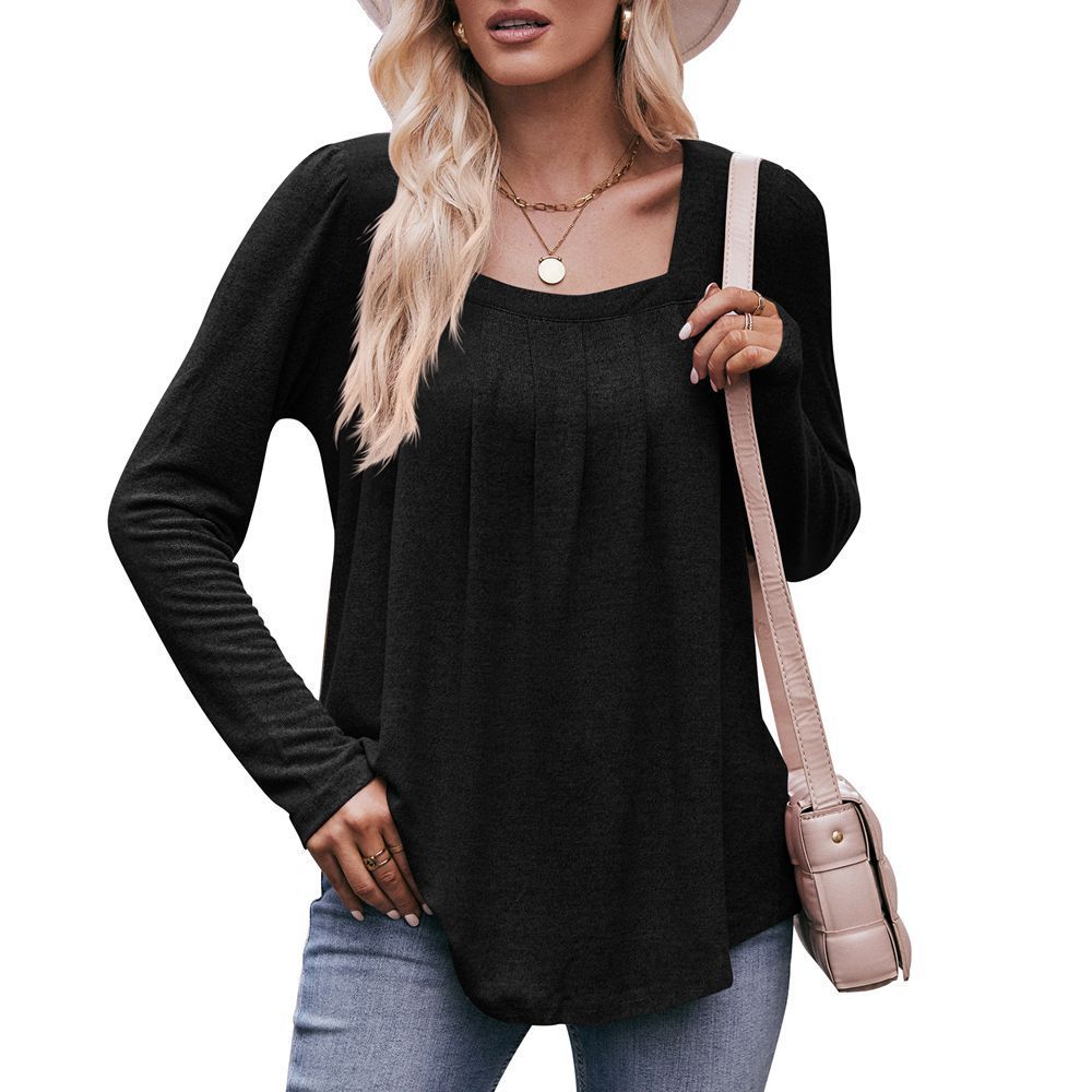 Casual Pleated Long Sleeve Top