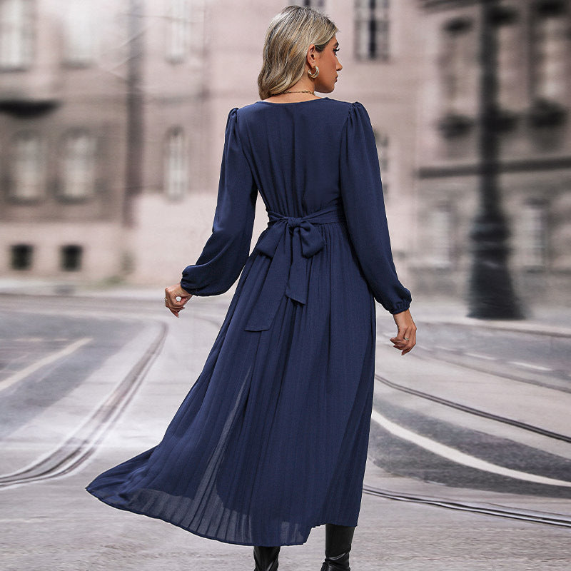 Solid Color Women's Long Sleeve Dress