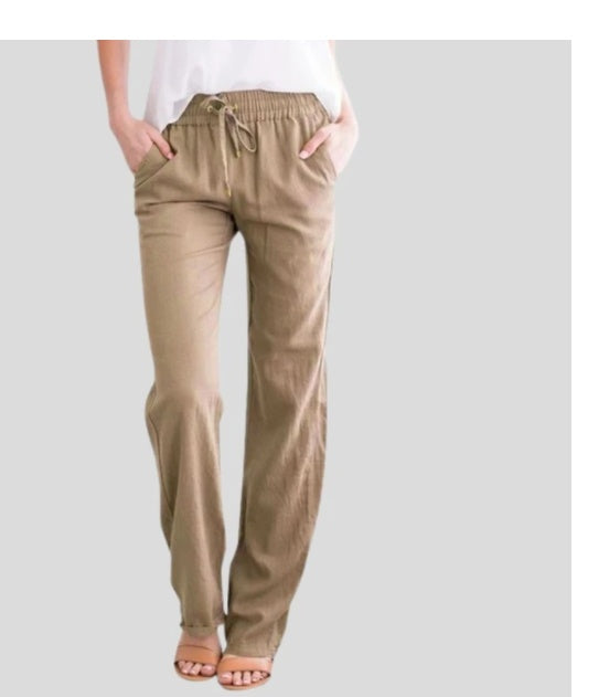 Casual Solid Color Elastic Waist Trousers