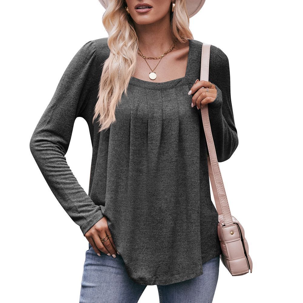 Casual Pleated Long Sleeve Top