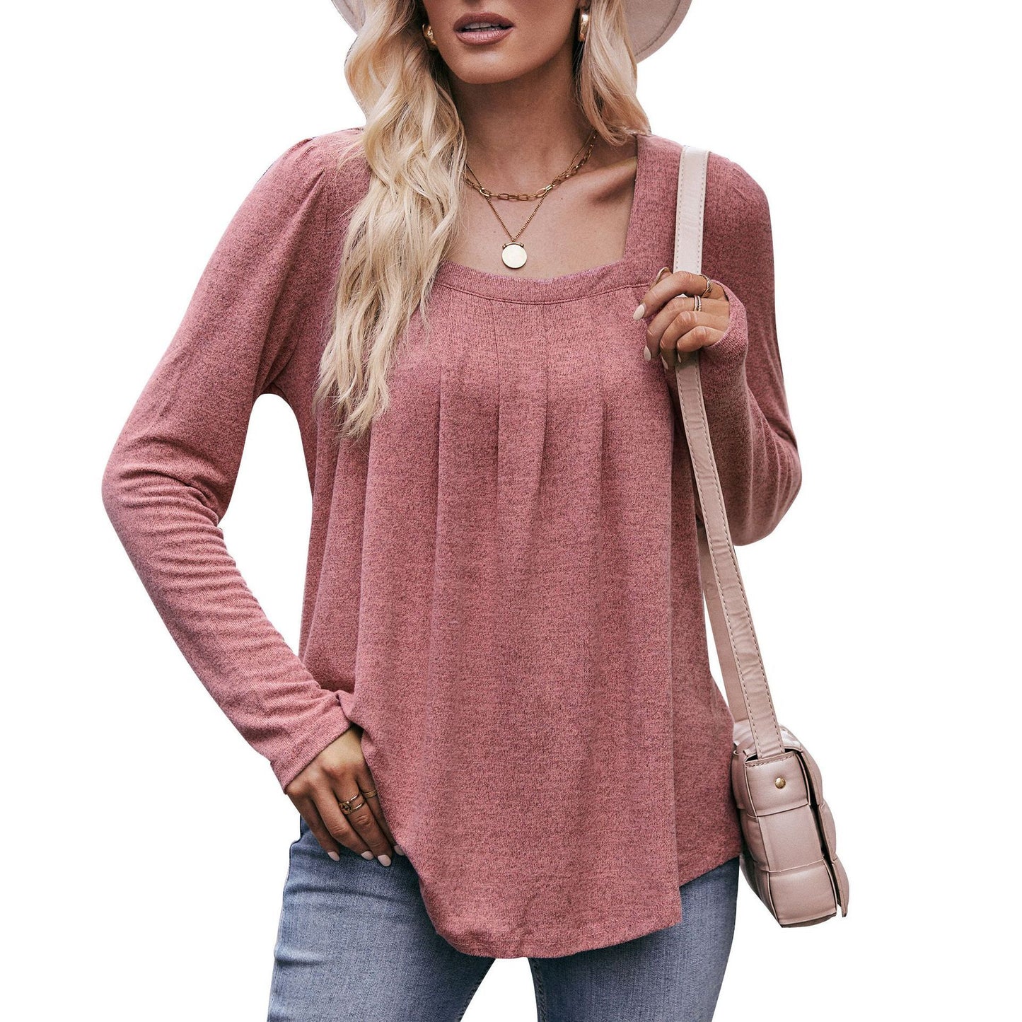Casual Pleated Long Sleeve Top