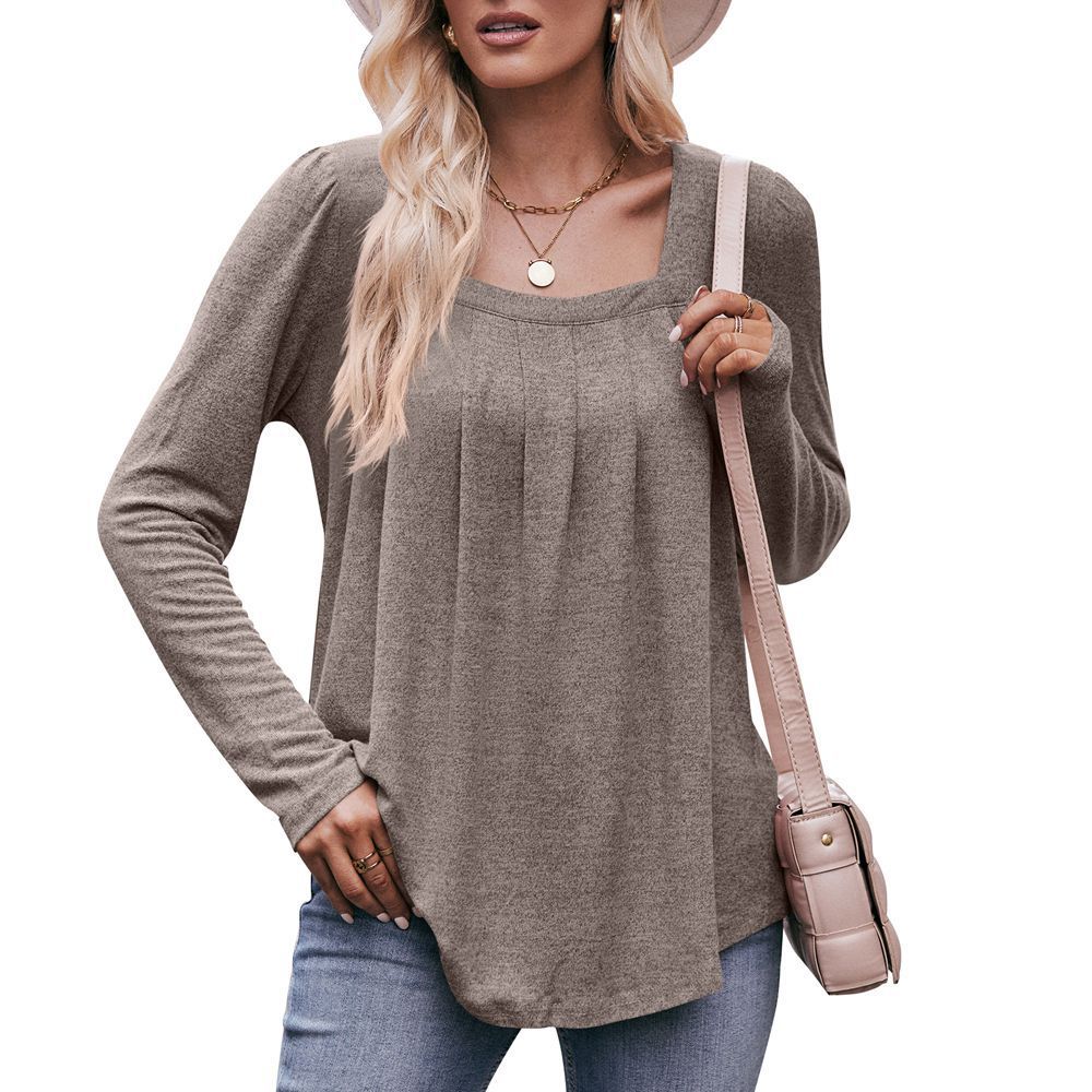 Casual Pleated Long Sleeve Top