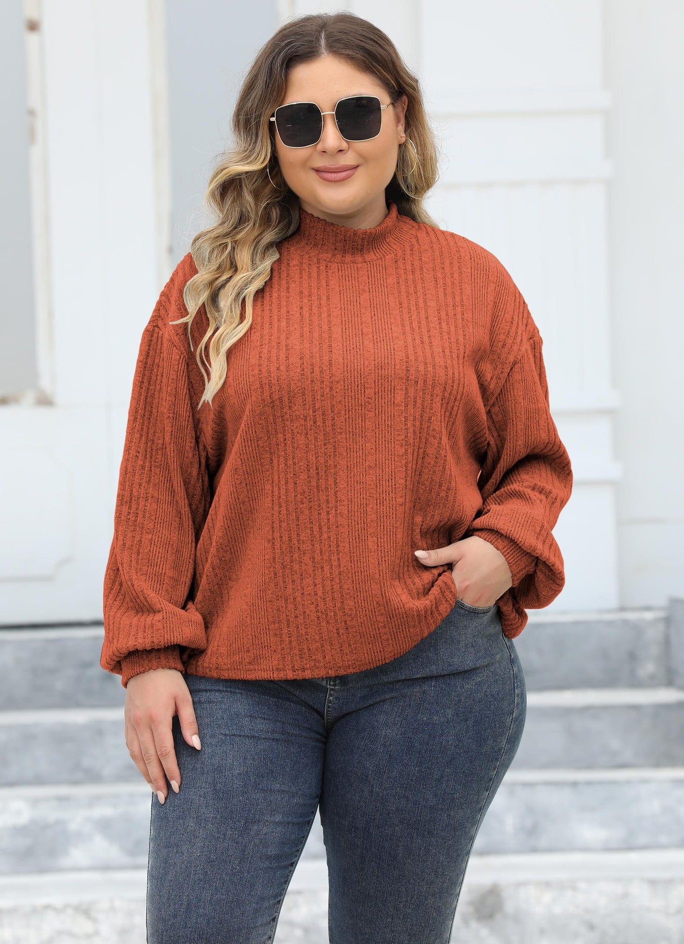 Plus Size Half-turtleneck Top