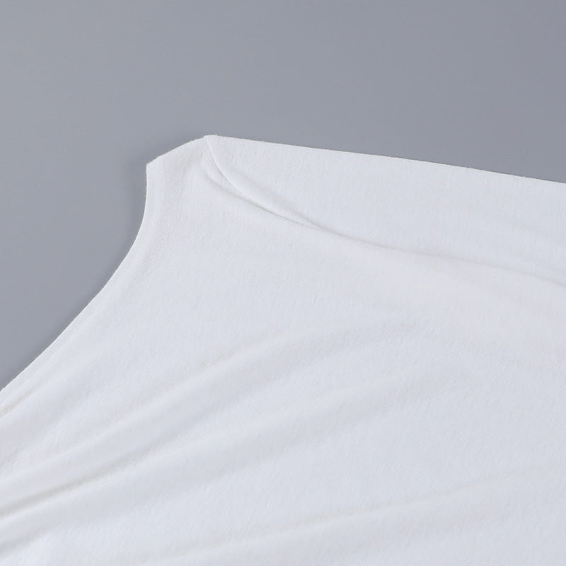 One-shoulder Pleated Base Base Long Sleeve Top