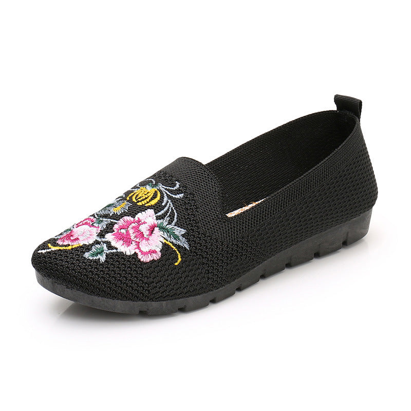 Embroidered Breathable Woven Mesh Shoes