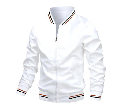 Colour Striped Baseball Collar Jacket