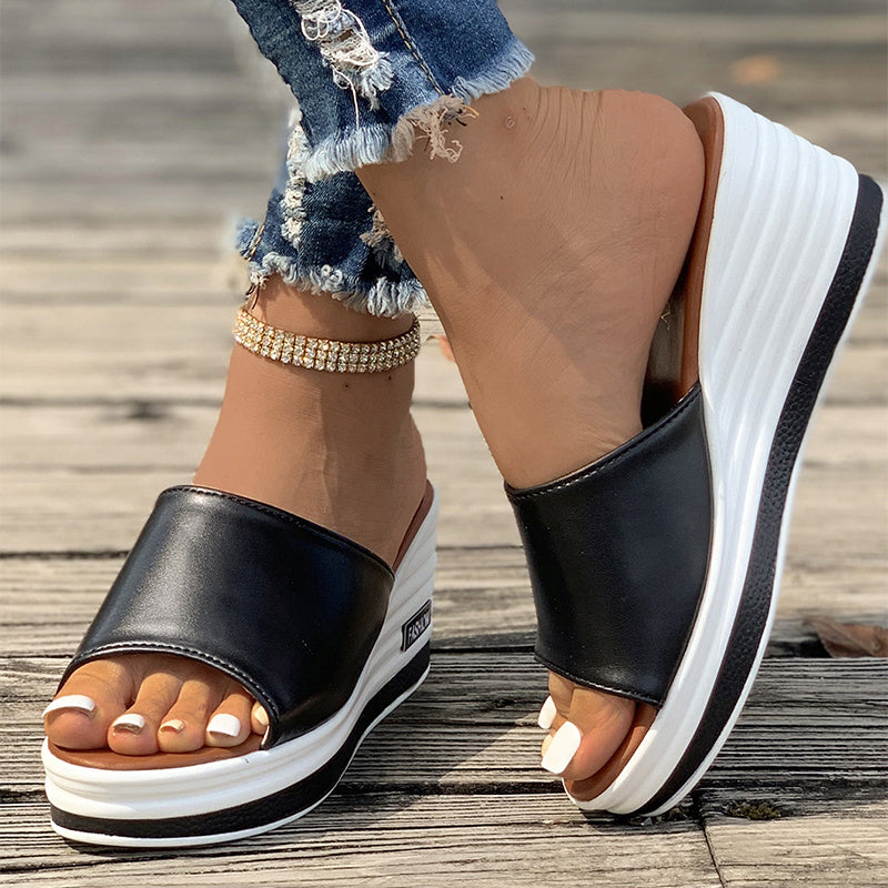 Fish Mouth Hollow Design Wedge Sandals