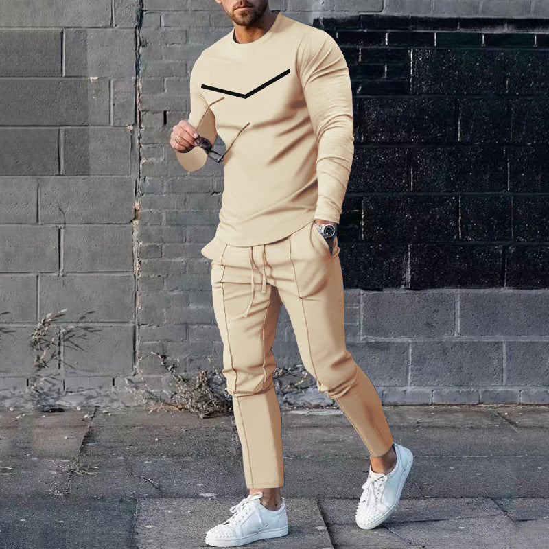 Men's Round Neck Long Sleeve T-shirt Suit