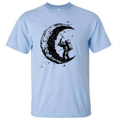 Digging The Moon Print Casual T Shirt