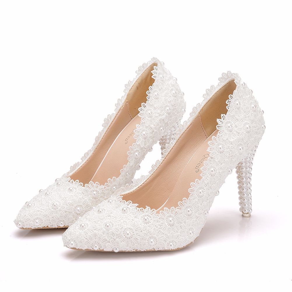 Pearl Lace Stiletto Shoes