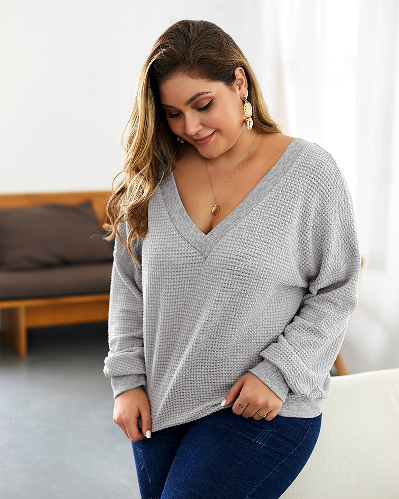 Autumn Knitted Blouse For Plus-Sized Women