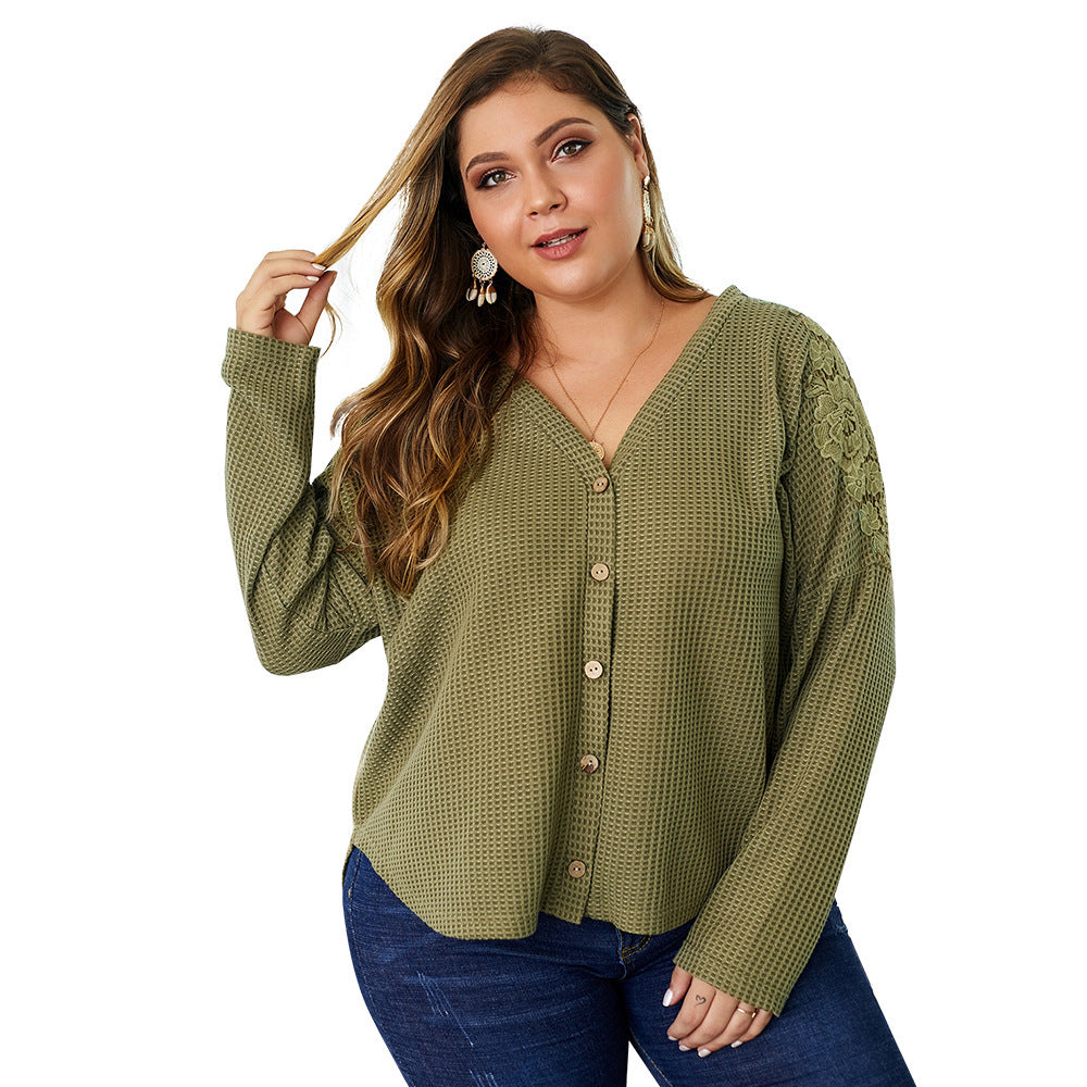 New Design Knitted Shirts For Plus-Sized Women