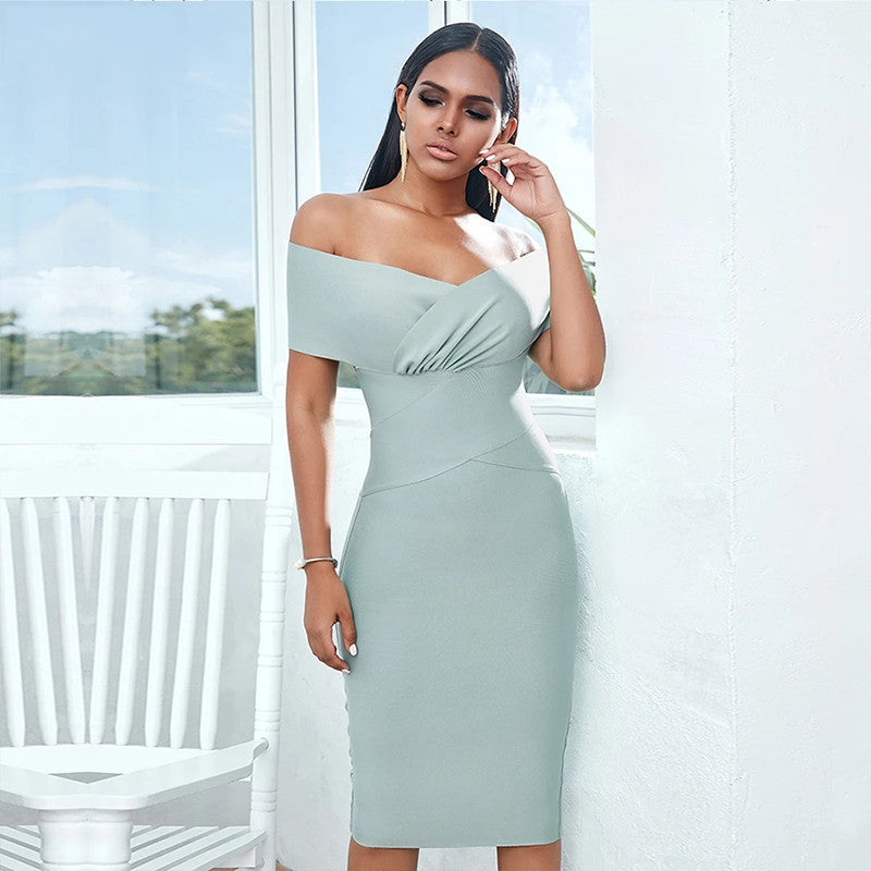 Off Shoulder Midi Bandage Dress