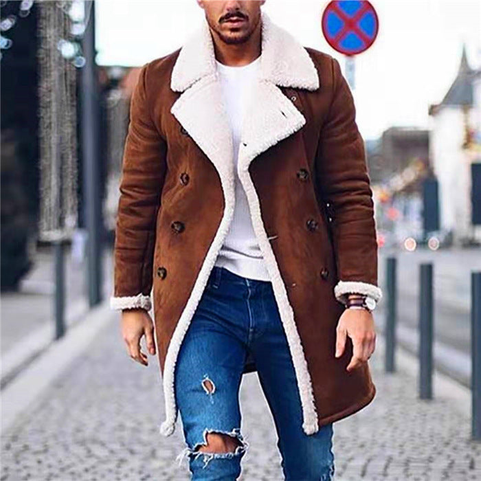 Men's Suede Warm Coat With Fleece