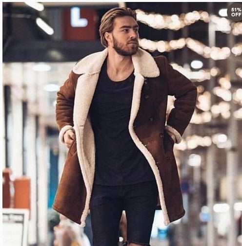 Men's Suede Warm Coat With Fleece