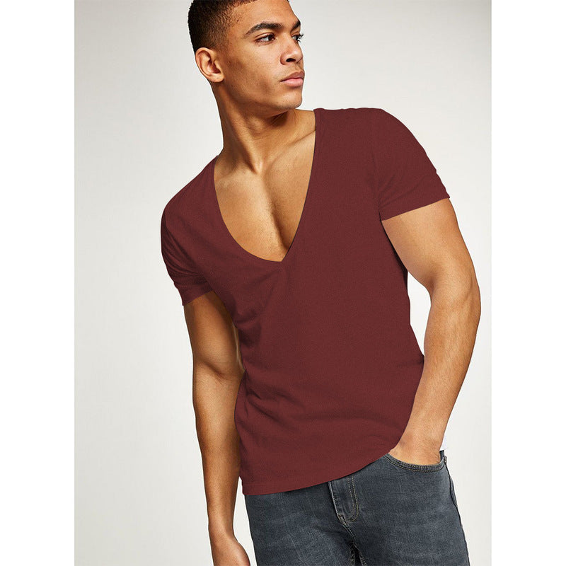 Summer Deep V Neck Short Sleeve T-shirt