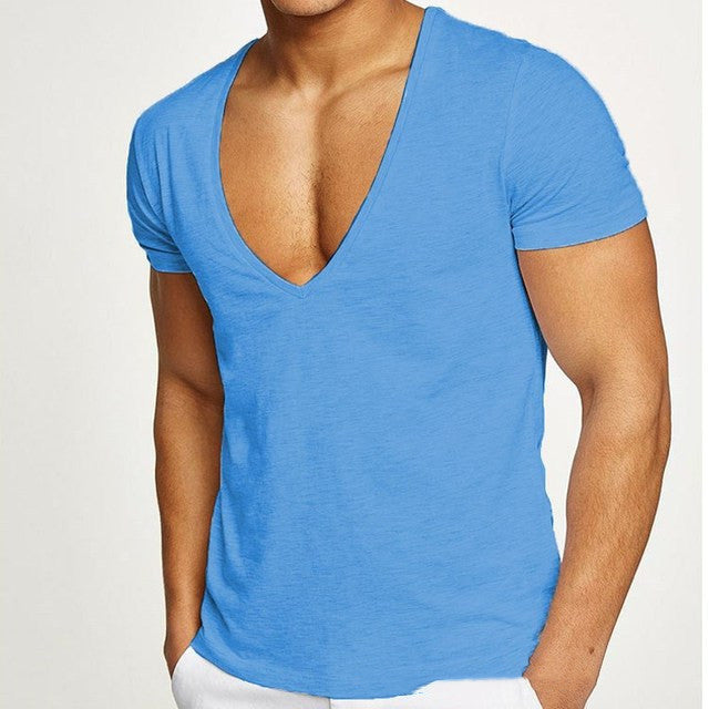 Summer Deep V Neck Short Sleeve T-shirt