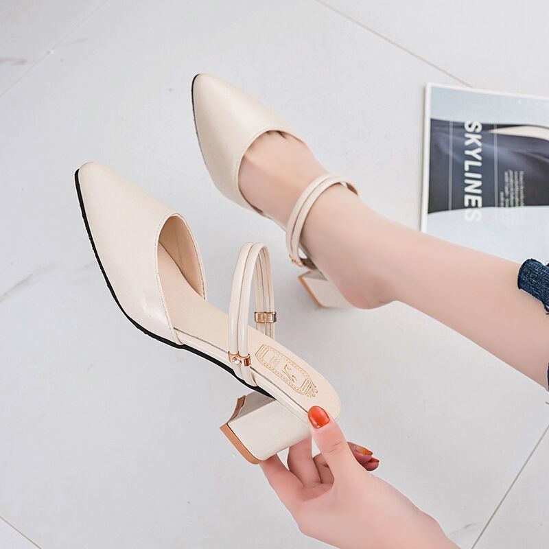 Summer Gentle Thick-Heeled Pointed Toe Sandals