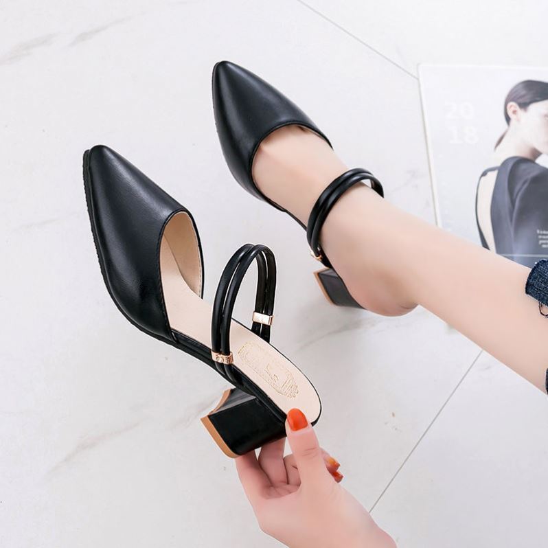 Summer Gentle Thick-Heeled Pointed Toe Sandals