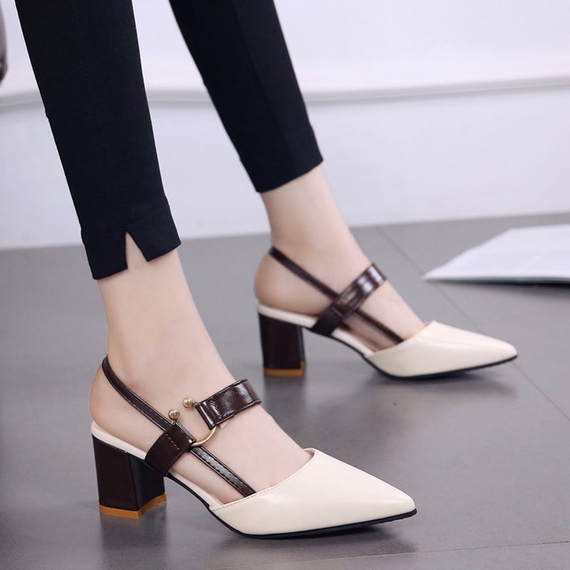 Summer Gentle Thick-Heeled Pointed Toe Sandals