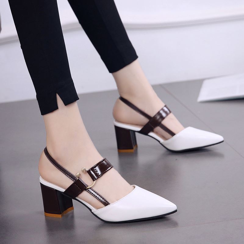 Summer Gentle Thick-Heeled Pointed Toe Sandals