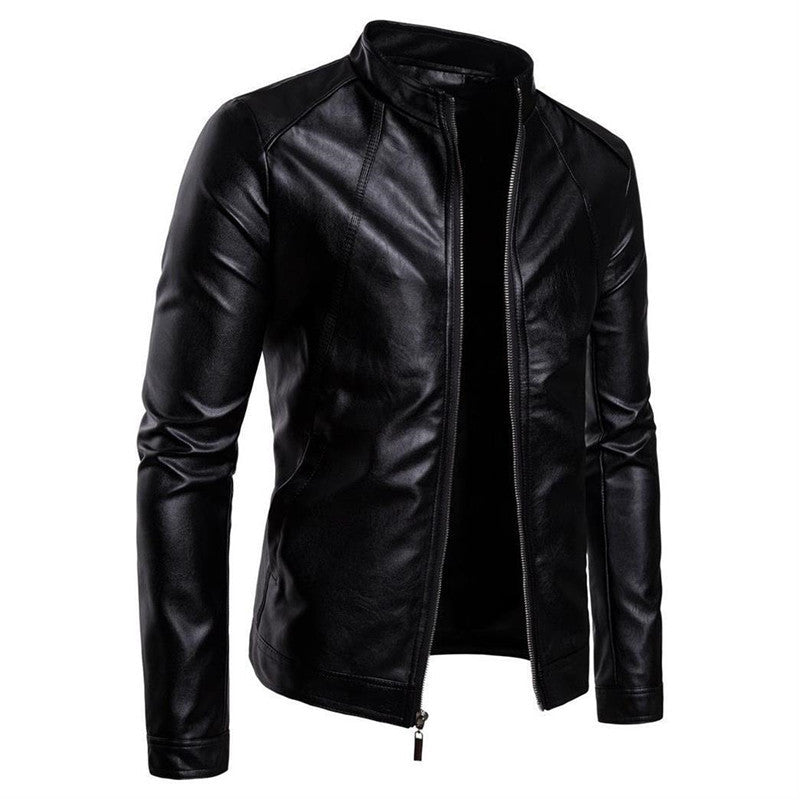 Stand-Up Collar Rider Leather Jacket