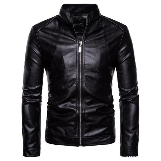 Stand-Up Collar Rider Leather Jacket