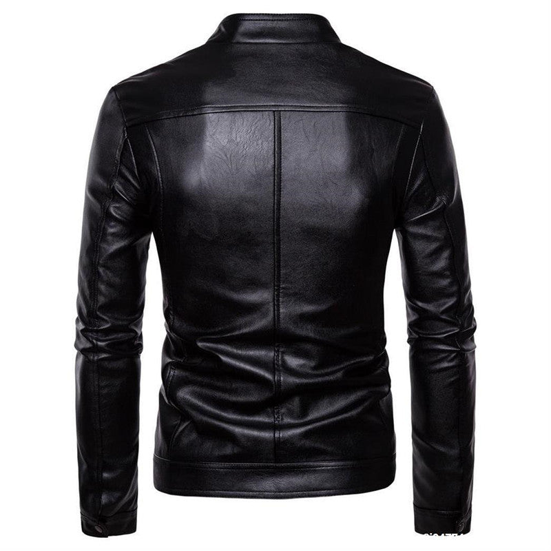 Stand-Up Collar Rider Leather Jacket