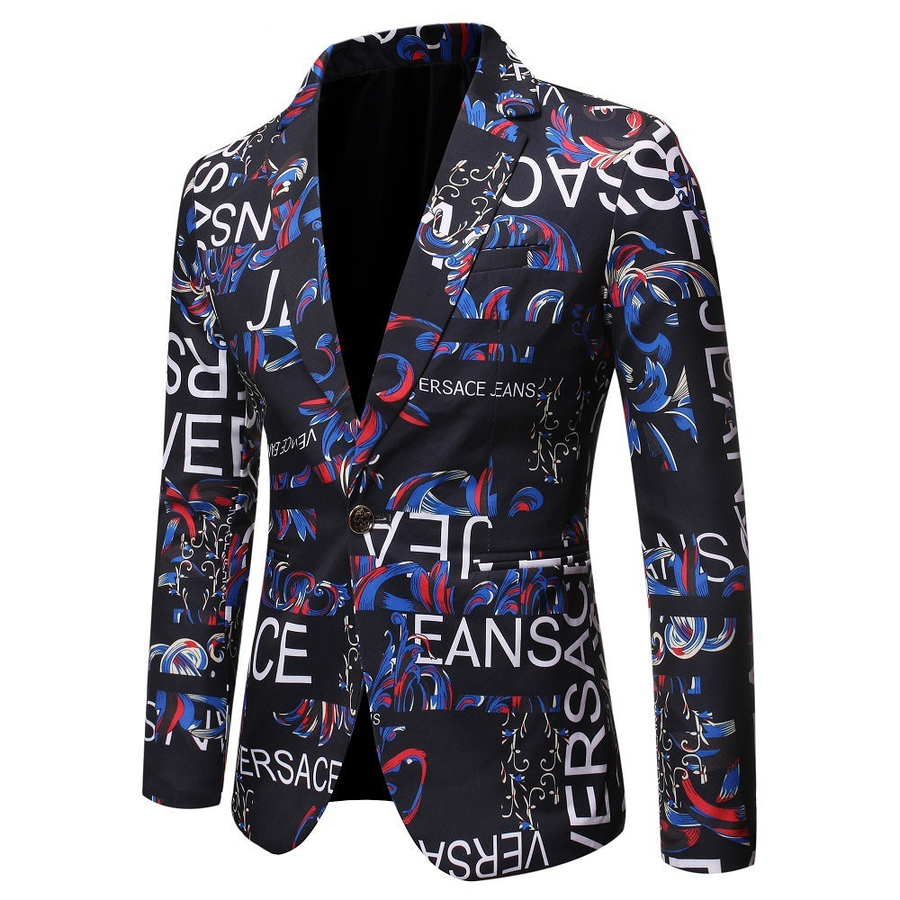 Letter Print Slim-Fit Blazer