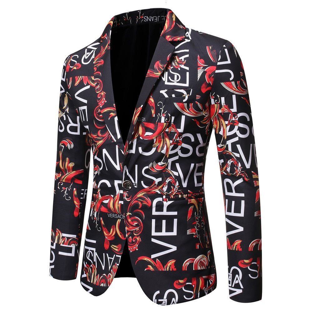 Letter Print Slim-Fit Blazer