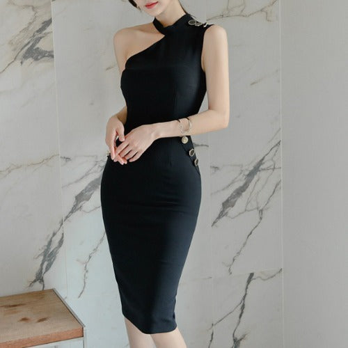 Ladies' Body-Fitting Hanging Neck Dress