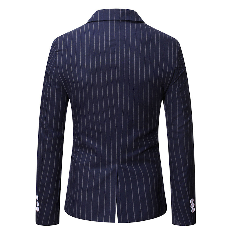 New Men's Striped Casual Double-breasted Suit