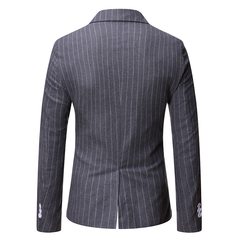 New Men's Striped Casual Double-breasted Suit