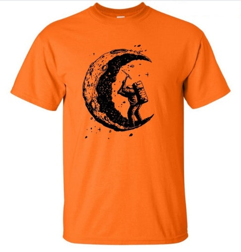 Digging The Moon Print Casual T Shirt