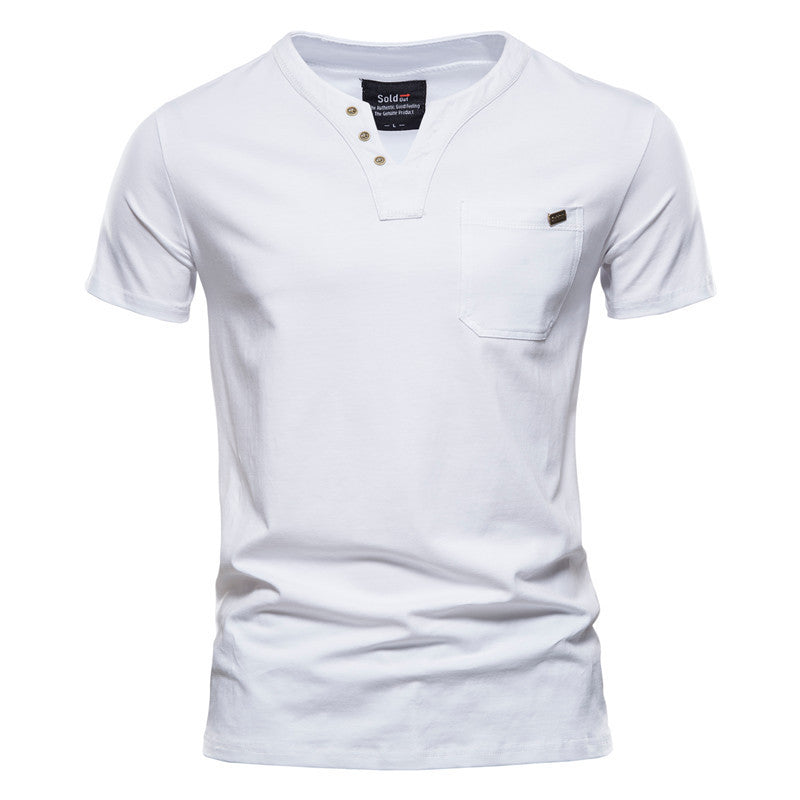 Summer Slim Cotton Pocket T-Shirt