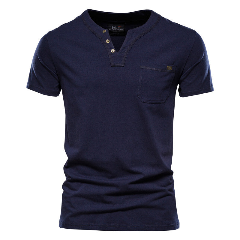 Summer Slim Cotton Pocket T-Shirt