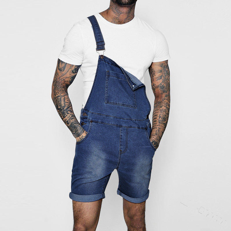 Trendy Men's Rolled-Up Bib Trousers