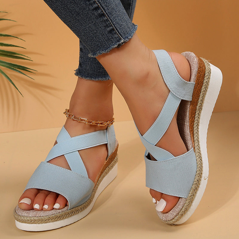 Trendy Summer Cross-Strap Wedge Sandals