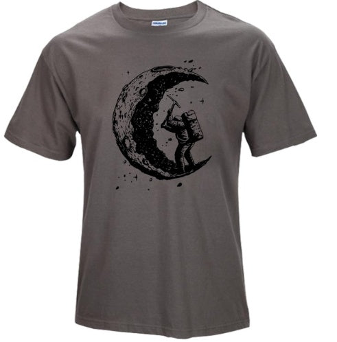 Digging The Moon Print Casual T Shirt