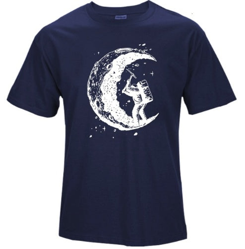 Digging The Moon Print Casual T Shirt