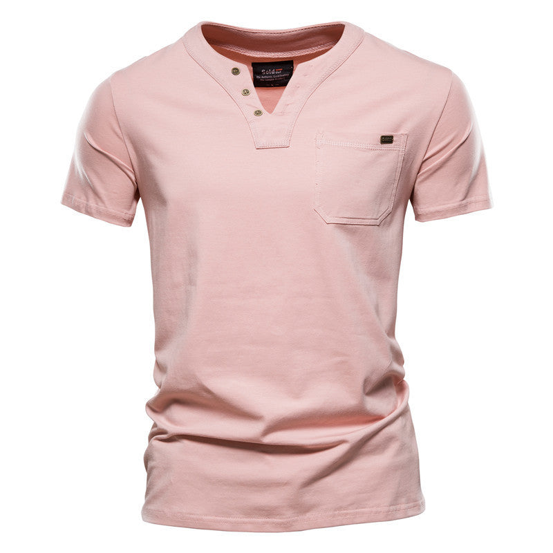 Summer Slim Cotton Pocket T-Shirt