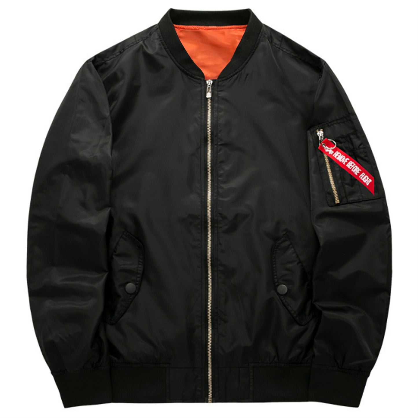 Solid Standing Collar Bomber Jacket