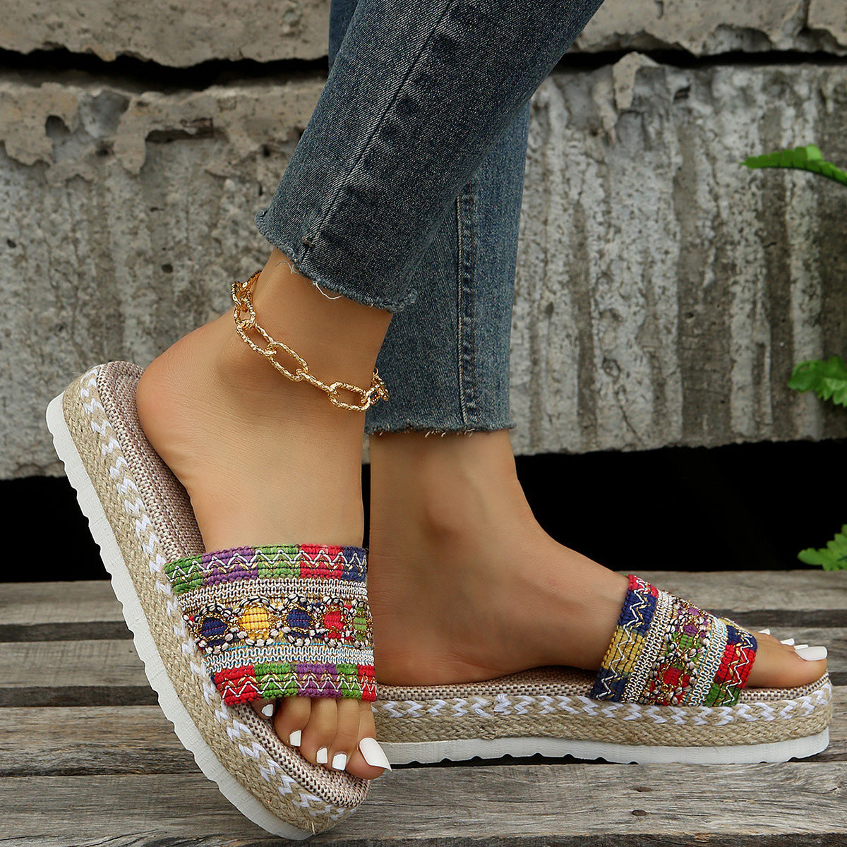 Thick-bottom Coloured Summer Sandals