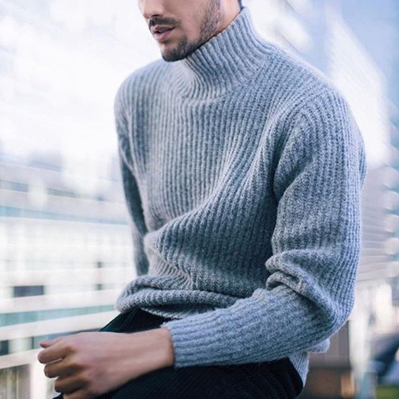 Turtle Neck Long Sleeve Knitted Sweater