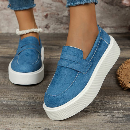 New Casual Platform Round Slip-On Loafers