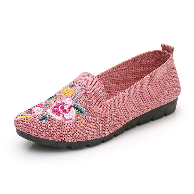 Embroidered Breathable Woven Mesh Shoes